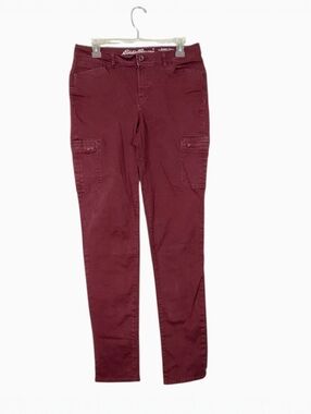 Eddie Bauer Slightly Curvy Slim Straight Pants Size 6 Burgundy Hidden Zip Pocket